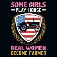 agricultor mulheres gráficos camiseta Projeto vetor