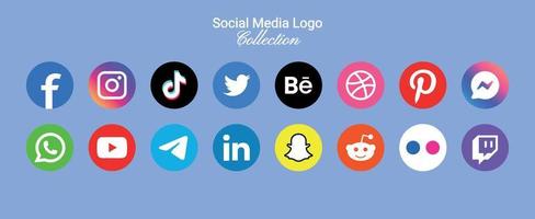 popular social rede símbolos, social meios de comunicação logotipo ícones coleção vetor