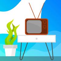 Televisão retrô plana com ilustração em vetor fundo gradiente
