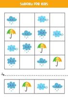 jogo de sudoku para crianças com eventos meteorológicos bonitos.
