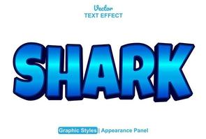 Tubarão texto efeito com azul cor gráfico estilo e editável. vetor