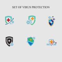 vírus proteção logotipo e símbolo vetor