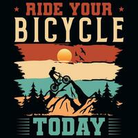 montanha bicicleta equitação aventura gráficos camiseta Projeto vetor