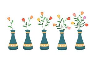conjunto do flor vaso desenho animado vetor