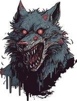 zumbi Lobo plano ilustração vetor Projeto