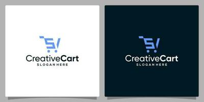 modelo Projeto ícone logotipo vetor compras carrinho com símbolo inicial carta s. Prêmio vetor