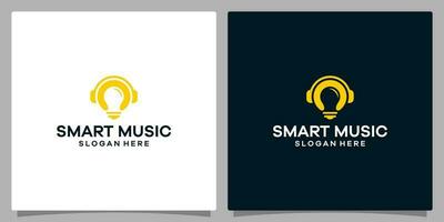 logotipo Projeto modelo música. logotipo fone de ouvido com luz lâmpada. Prêmio vetor