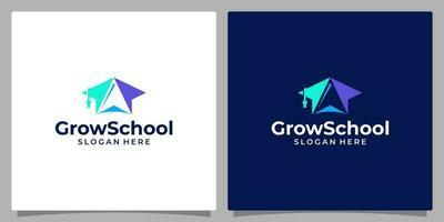 faculdade, graduado boné, campus, Educação logotipo Projeto e seta acima logotipo vetor ilustração gráfico Projeto.