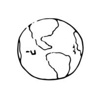 vetor linha desenhando do círculo mundo mapa. globo terra ícone silhueta para Educação e terra dia conceito. infográficos, geografia apresentação isolado em branco fundo.