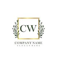 cw inicial beleza floral logotipo modelo vetor