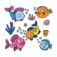 Peixes coloridos dos desenhos animados vetor