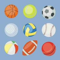 coleção do volta e oval bolas para Esportes eventos. vetor ilustração. conjunto do vários equipamento para Esportes jogos isolado em uma azul fundo.