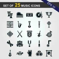 25 simples conjunto do música relacionado vetor linha ícones. contém tal ícones Como guitarra, agudo clave, no ouvido fones de ouvido, trompete e Mais