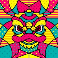 Cabeça De Leão Chinesse Moderno Pop Art Vector