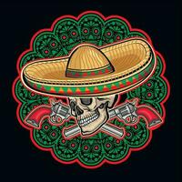piedosos morte, mexicano açúcar crânio dentro sombreiro, grunge vintage Projeto t camisas vetor