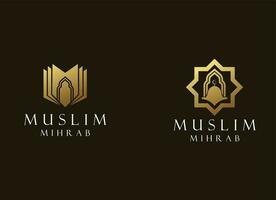 islâmico logotipo modelo, fita islâmico cúpula Palácio logotipo Projeto modelo vetor