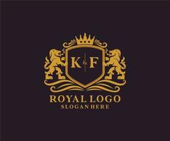 modelo de logotipo de luxo real de leão de letra kf inicial em arte vetorial para restaurante, realeza, boutique, café, hotel, heráldica, joias, moda e outras ilustrações vetoriais. vetor