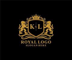 modelo de logotipo de luxo real de leão de letra kl inicial em arte vetorial para restaurante, realeza, boutique, café, hotel, heráldica, joias, moda e outras ilustrações vetoriais. vetor