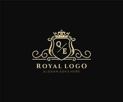 inicial qe carta luxuoso marca logotipo modelo, para restaurante, realeza, butique, cafeteria, hotel, heráldico, joia, moda e de outros vetor ilustração.