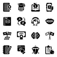conjunto de ícones de linguagem e comunicação