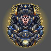 mecha cyborg leão homem ilustração vetor