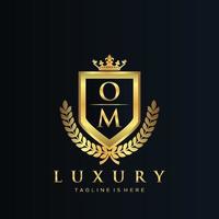 om carta inicial com real luxo logotipo modelo vetor