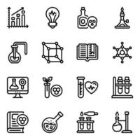 conjunto de ícones de elementos de prática de química vetor