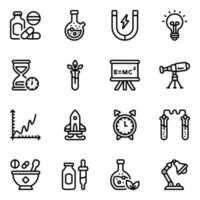 conjunto de ícones de elementos de educação em química vetor