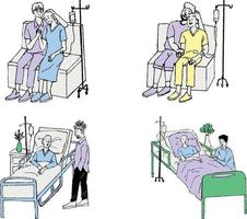 ilustração do uma doente paciente dentro uma hospital cama. vetor ilustração.