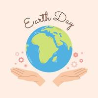 vetor ilustração terra dia. mãos segurando a terra. ecologia conceito. feliz terra dia. abril 22.