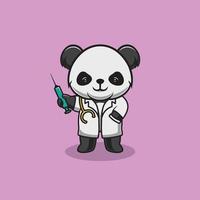 fofa panda médico desenho animado ilustração vetor