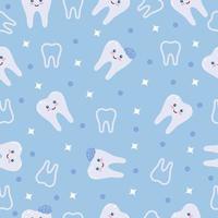 dente fofa kawaii desatado padronizar para crianças ou pediatra dentista suprimentos. pastel azul e branco Molares vetor estoque repetir padronizar para poster fundo.