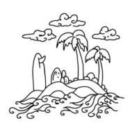 Projeto de praia ilha logotipo elemento esboço arte vetor