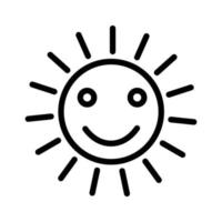 Sol esboço ícone, horário de verão, ensolarado dia ícone, verão Projeto elementos, quente clima, luz solar ícone esboço Preto e branco vetor