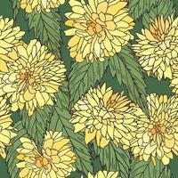 vintage padronizar com amarelo flores ilustração com amarelo malmequeres e folhas. vetor