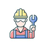 ícone de cor rgb de trabalhador de colarinho azul vetor