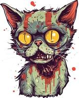 fofa zumbi gato mascote abstrato ilustração vetor