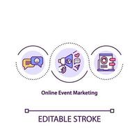 ícone de conceito de marketing de evento online