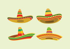 Conjunto de sombrero de abas largas mexicanas vetor