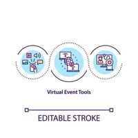 ícone de conceito de ferramentas de eventos virtuais vetor