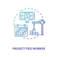 ícone de conceito de gradiente azul de trabalhador vinculado de projeto vetor