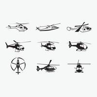 conjunto de modelos de desenho vetorial de helicóptero vetor