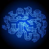 cérebro artificial inteligência vetor ilustração. brilhando azul cérebro forma do o circuito. microchip cérebro para gráfico recurso do tecnologia, futurista, computador, cyber e Ciência