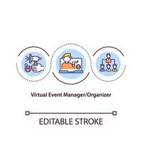 ícone de conceito de gerenciador de eventos virtuais vetor