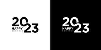 logotipo feliz Novo ano 2023 texto Projeto. cobrir do o negócio diário para 2023 com desejos. folheto Projeto modelo, cartão, bandeira, poster, cartão, bandeira. vetor