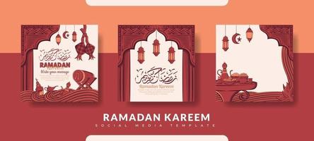 modelo de postagem do ramadã, conjunto de modelos de postagem de mídia social vetor