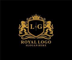 inicial lg letter lion royal luxo logotipo modelo em arte vetorial para restaurante, realeza, boutique, café, hotel, heráldica, joias, moda e outras ilustrações vetoriais. vetor