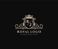 inicial rj carta luxuoso marca logotipo modelo, para restaurante, realeza, butique, cafeteria, hotel, heráldico, joia, moda e de outros vetor ilustração.