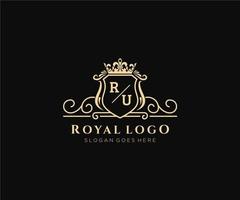 inicial ru carta luxuoso marca logotipo modelo, para restaurante, realeza, butique, cafeteria, hotel, heráldico, joia, moda e de outros vetor ilustração.