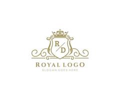 inicial rd carta luxuoso marca logotipo modelo, para restaurante, realeza, butique, cafeteria, hotel, heráldico, joia, moda e de outros vetor ilustração.